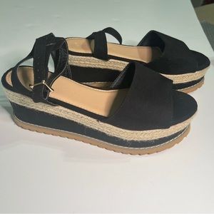 Open Toe Buckle Ankle Espadrille Sandals